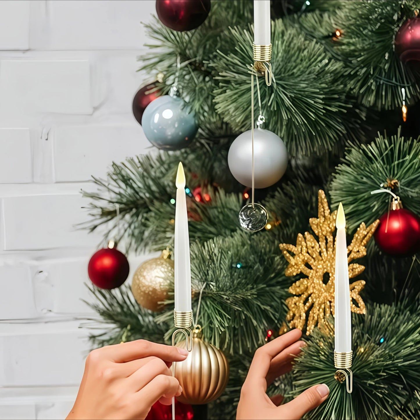 🎅🎄Christmas Sale 70% OFF 🎁Christmas Tree Led Candles with Clear Crystal Ball Hook💡
