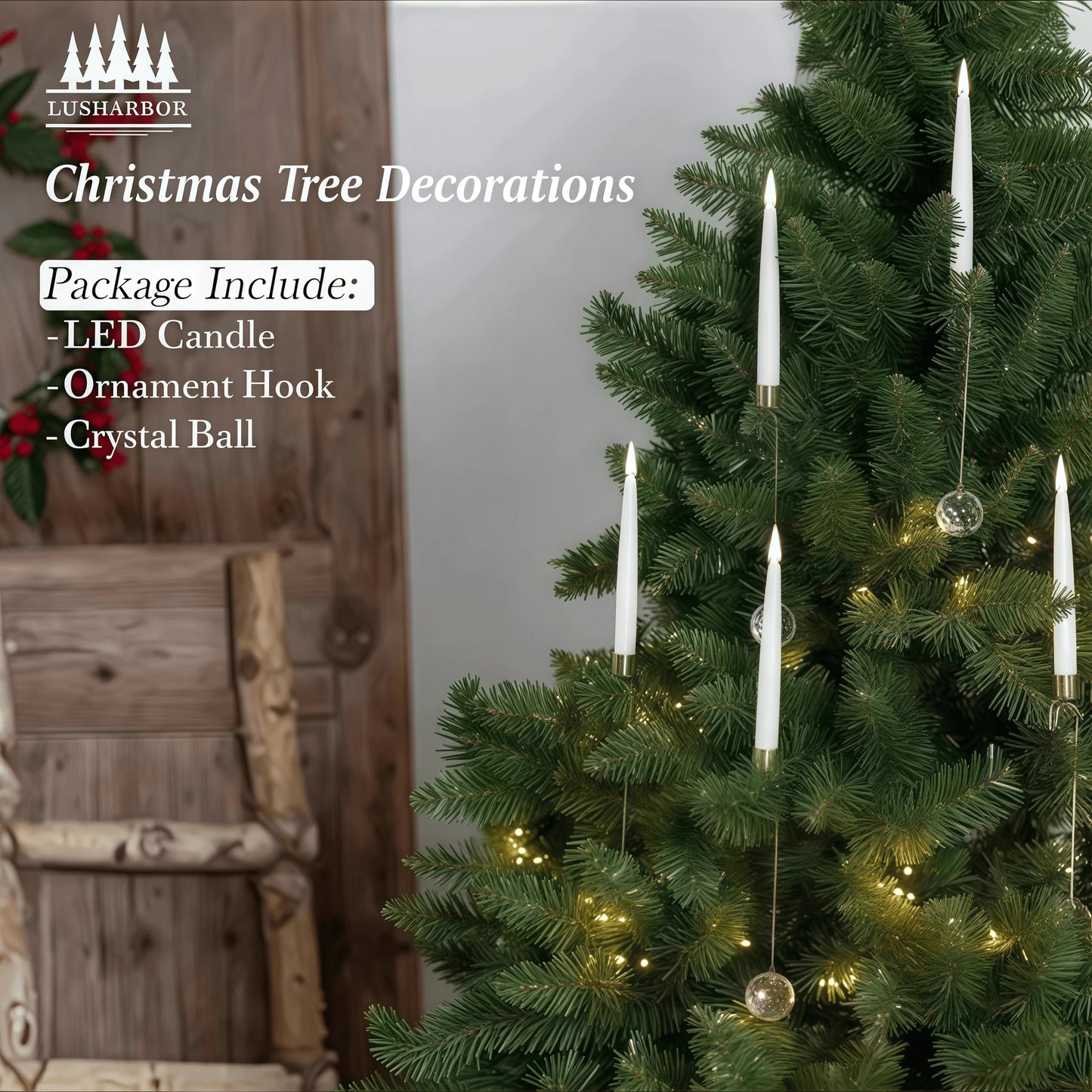 🎅🎄Christmas Sale 70% OFF 🎁Christmas Tree Led Candles with Clear Crystal Ball Hook💡