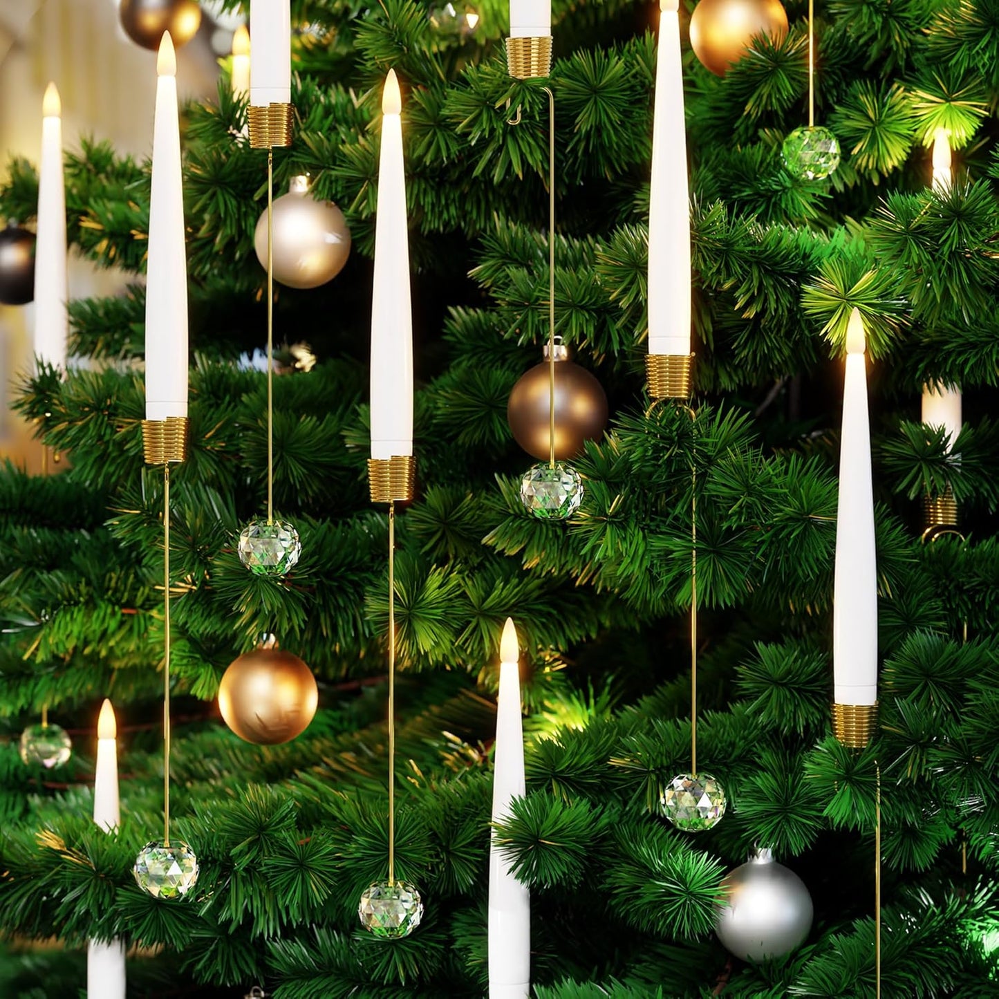 🎅🎄Christmas Sale 70% OFF 🎁Christmas Tree Led Candles with Clear Crystal Ball Hook💡