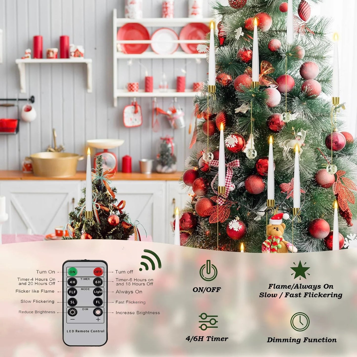 🎅🎄Christmas Sale 70% OFF 🎁Christmas Tree Led Candles with Clear Crystal Ball Hook💡