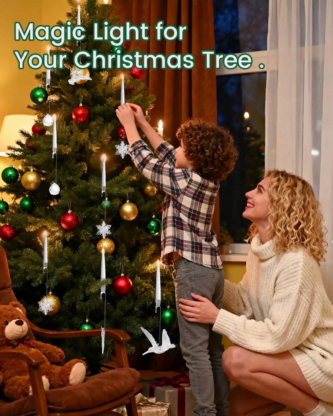 🎅🎄Christmas Sale 70% OFF 🎁Christmas Tree Led Candles with Clear Crystal Ball Hook💡