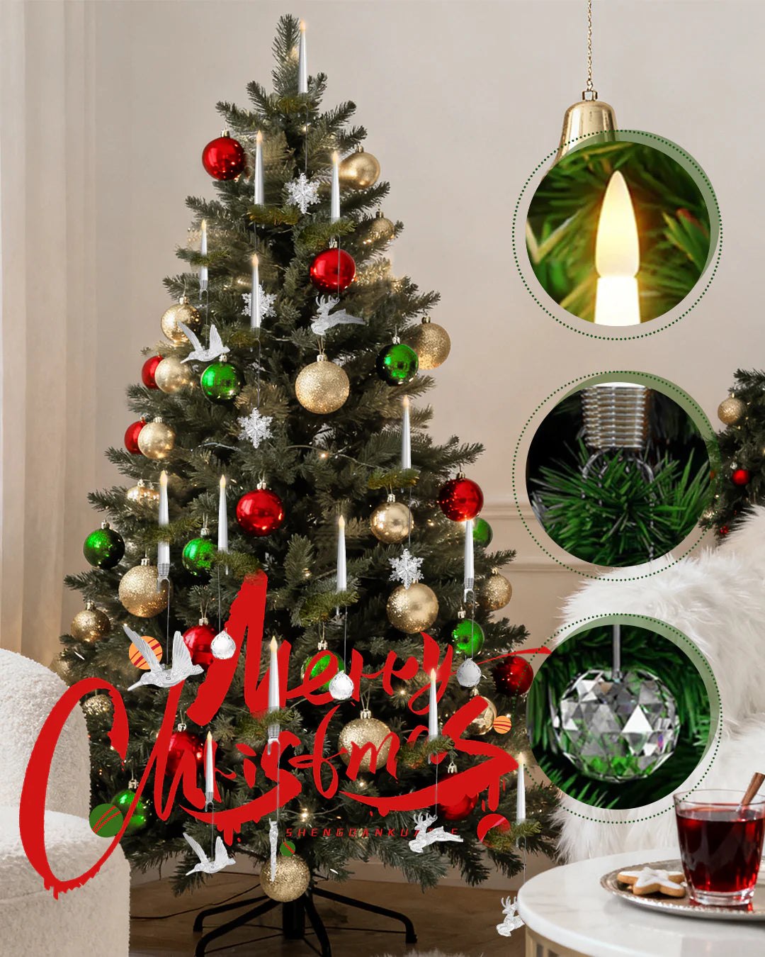 🎅🎄Christmas Sale 70% OFF 🎁Christmas Tree Led Candles with Clear Crystal Ball Hook💡