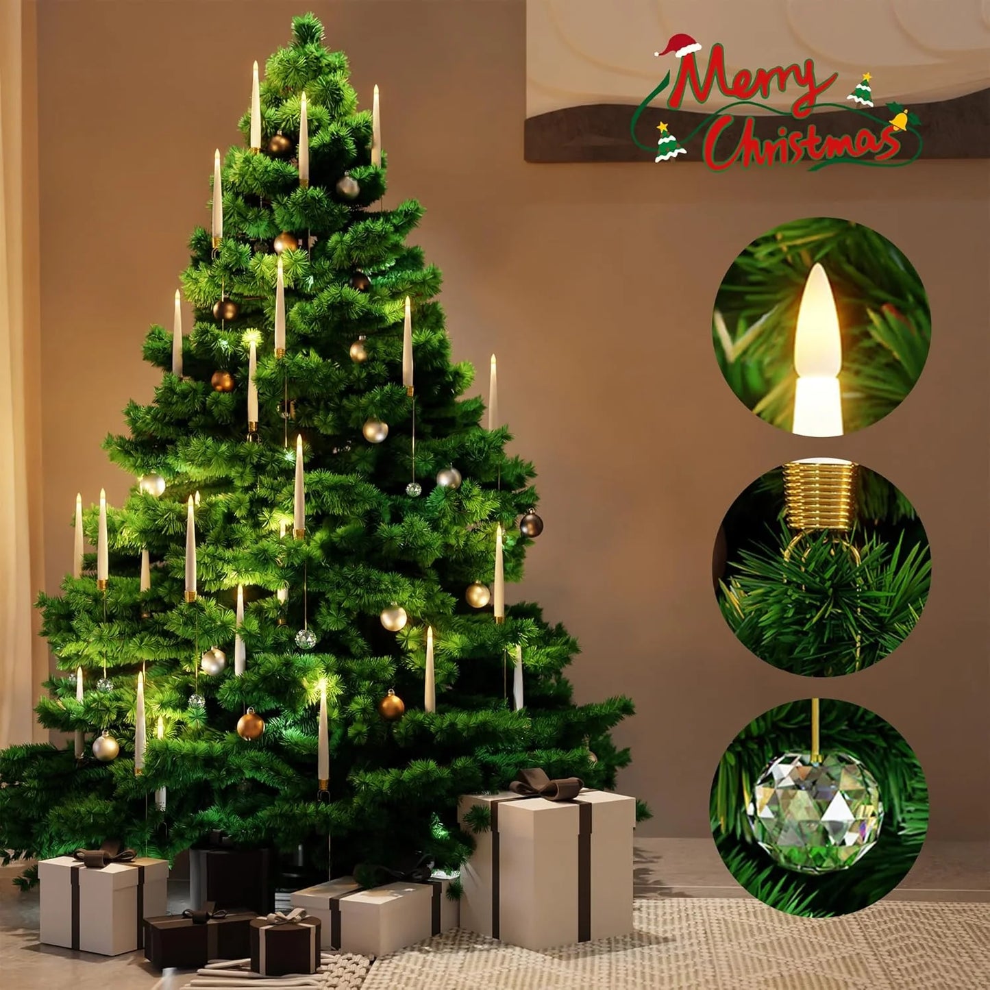 🎅🎄Christmas Sale 70% OFF 🎁Christmas Tree Led Candles with Clear Crystal Ball Hook💡