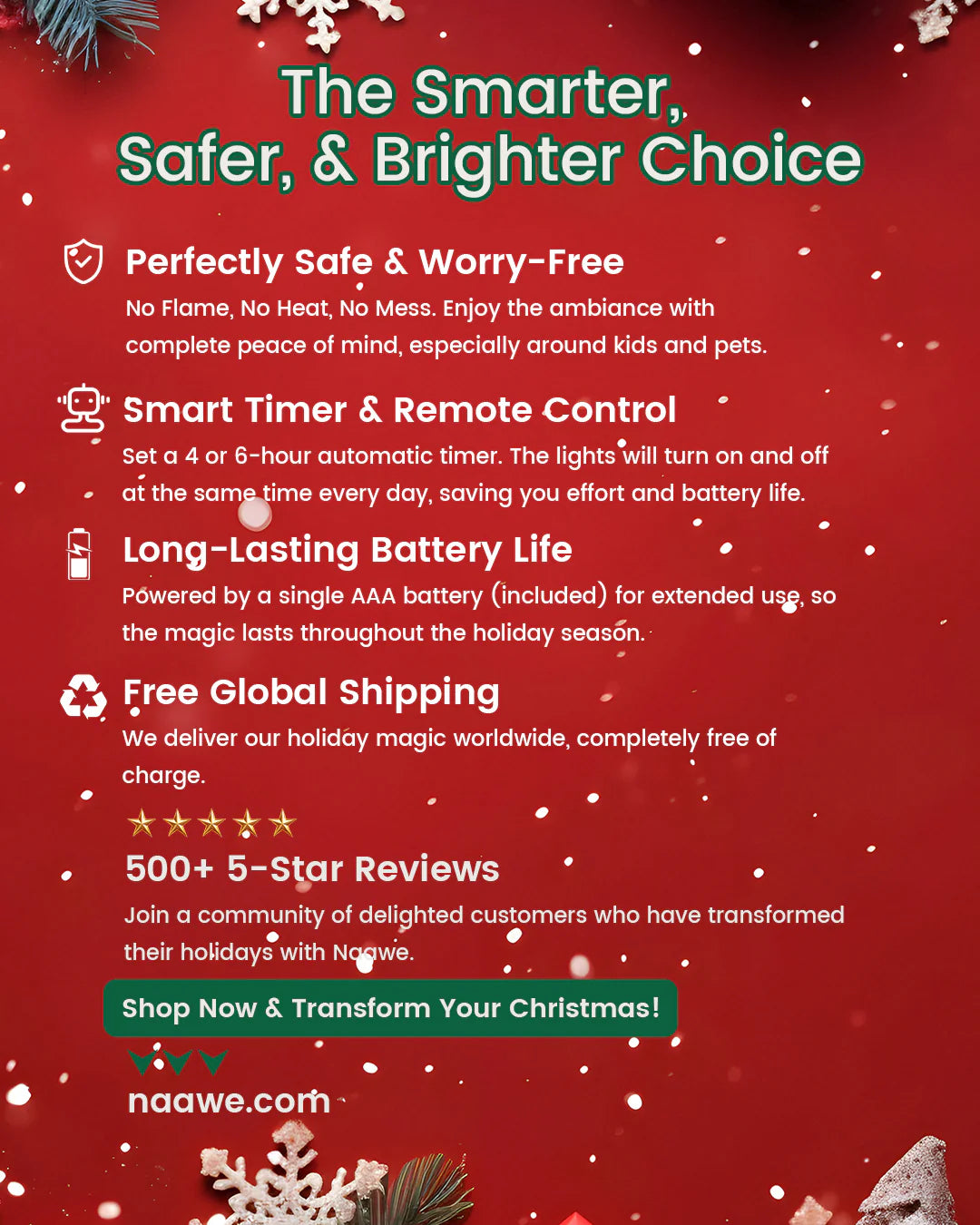 🎅🎄Christmas Sale 70% OFF 🎁Christmas Tree Led Candles with Clear Crystal Ball Hook💡