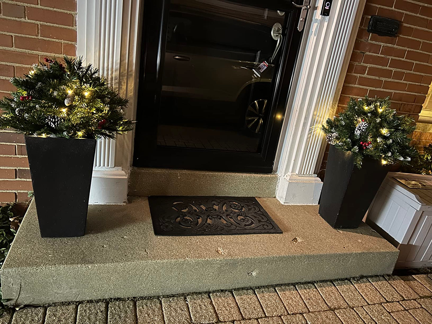 🎄Pre-lit Artificial Christmas Tree Urn Filler ▶︎ Weatherproof sparkle for entryways and patios