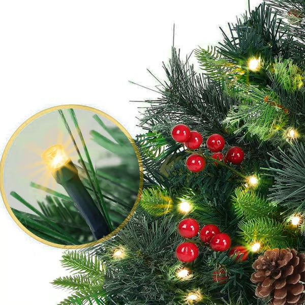 🎄Pre-lit Artificial Christmas Tree Urn Filler ▶︎ Weatherproof sparkle for entryways and patios