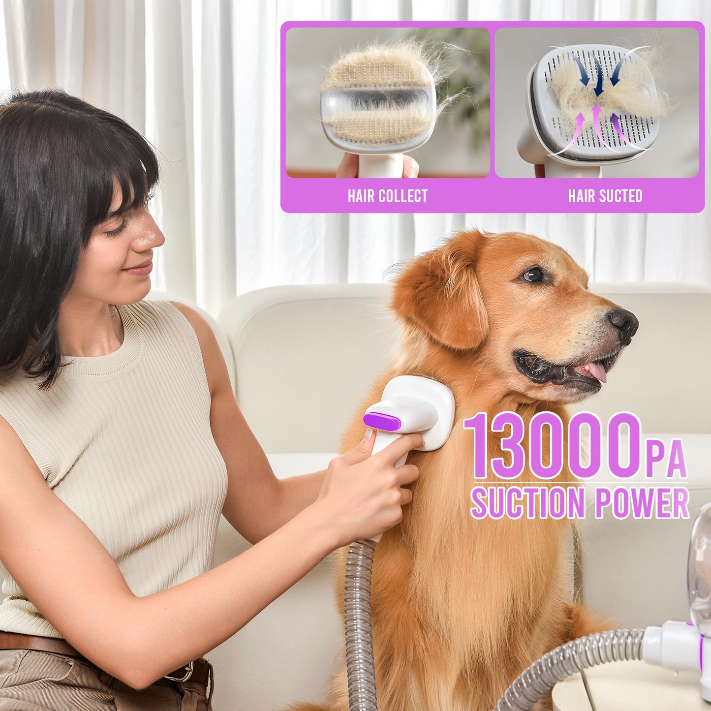 💥LAST DAY SALE 50% OFF🎄13000Pa 2.2L 5 in 1 Pet Hair Grooming Tools