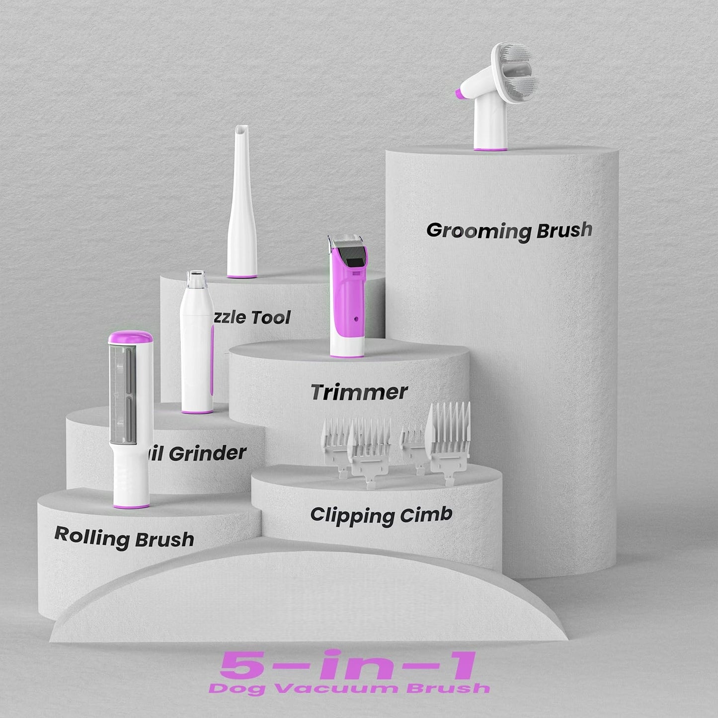 💥LAST DAY SALE 50% OFF🎄13000Pa 2.2L 5 in 1 Pet Hair Grooming Tools