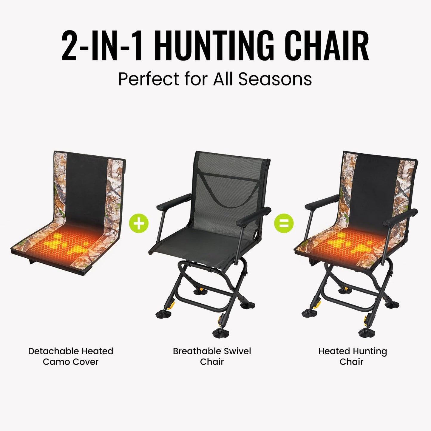 💥LAST DAY SALE 50% OFF🎄Heated Hunting Chair with Battery & Detachable Seat Cover
