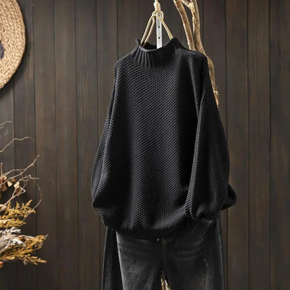 Rollkragenpullover mit dreidimensionalem Rautenmuster