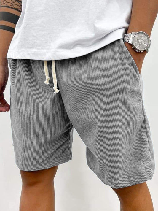 Short décontracté en velours côtelé vintage pour homme, extensible et élastique, avec poches latérales
