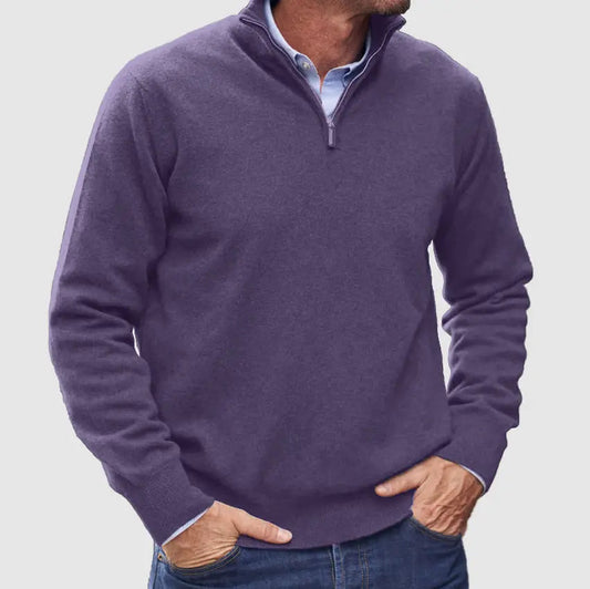 Pull basique zippé en cachemire pour homme