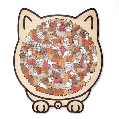 💥LAST DAY SALE 50% OFF🎄135-Piece Morandi-Colored Cat Shaped Wooden Jigsaw Puzzle